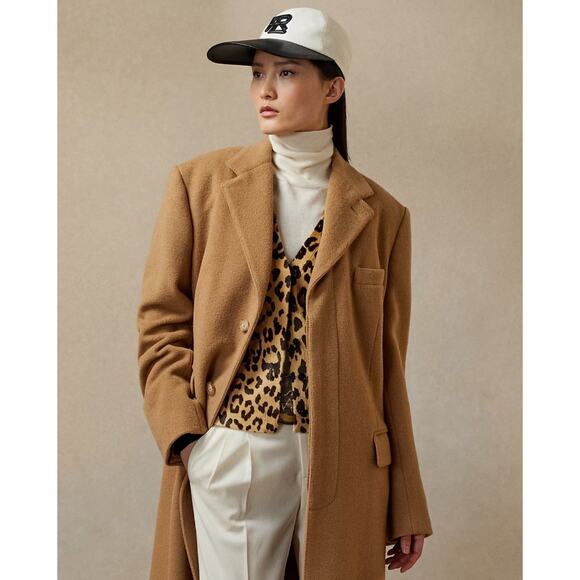 Ralph Lauren Collection Purple Label Trench Coat Camel Hair Long Jacket 4 Tan